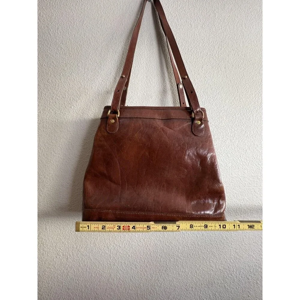 Brahmin Brown Leather Shoulder Bag Womens Medium Adjustable Strap Tote Purse